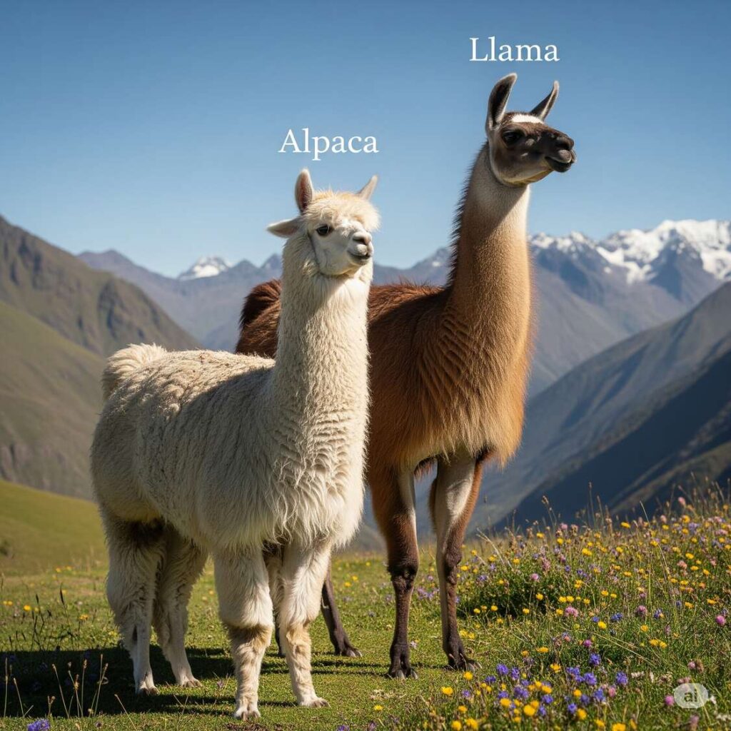 image of highlighting differences between alpaca and llama wool. Luxury alpaca fashion trends and natural fiber fashion 2025