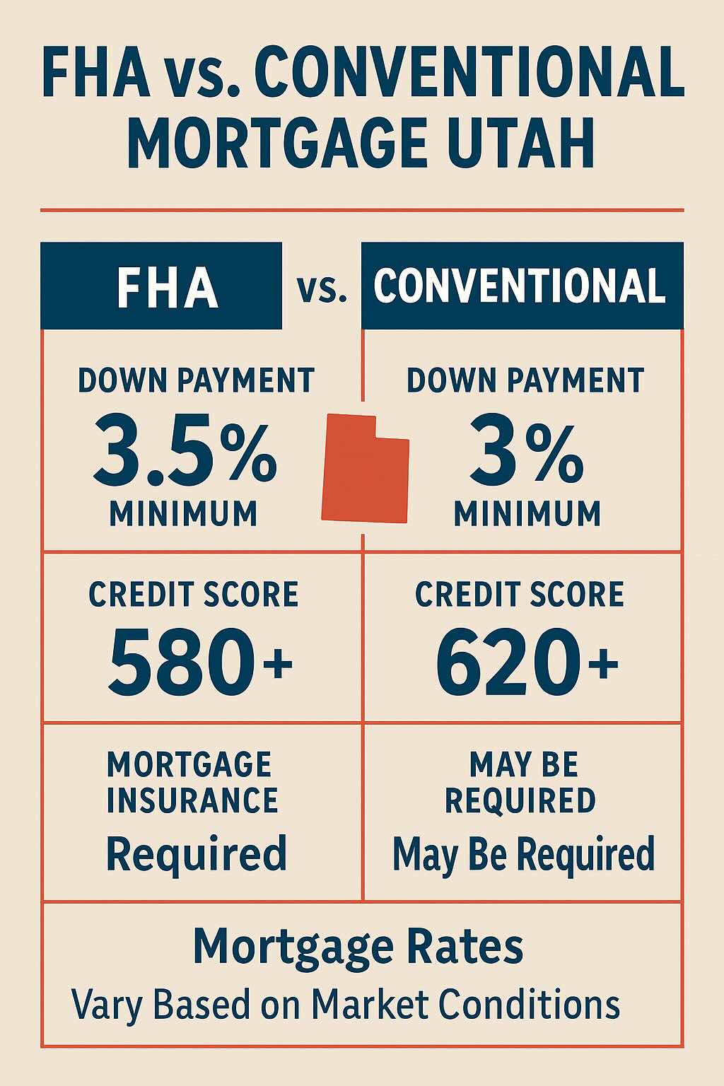 FHA vs conventional comparison with Utah mortgage interest rates