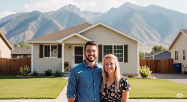 A modern family home in Utah with mountains in the background, symbolizing successful homeownership.