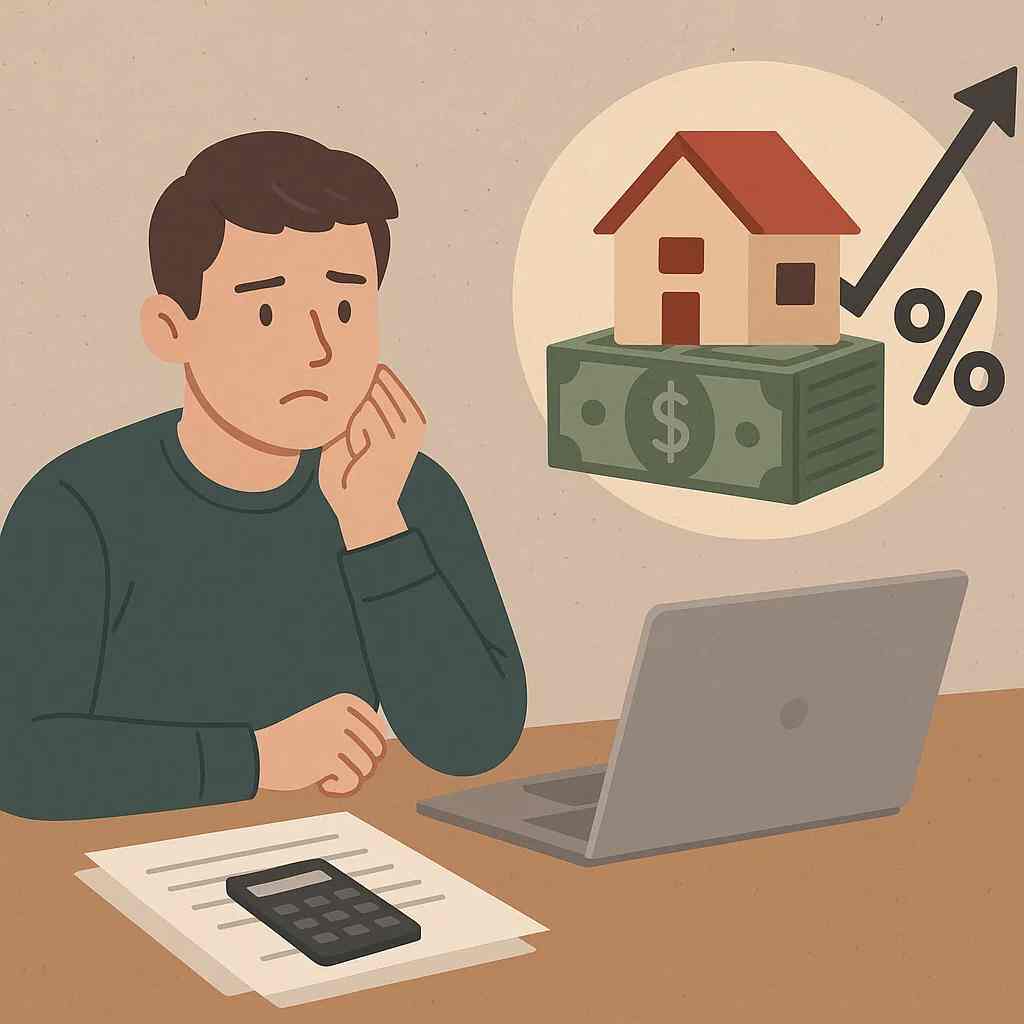 Concerned buyer thinking about how much house they can afford with rising mortgage loan rates