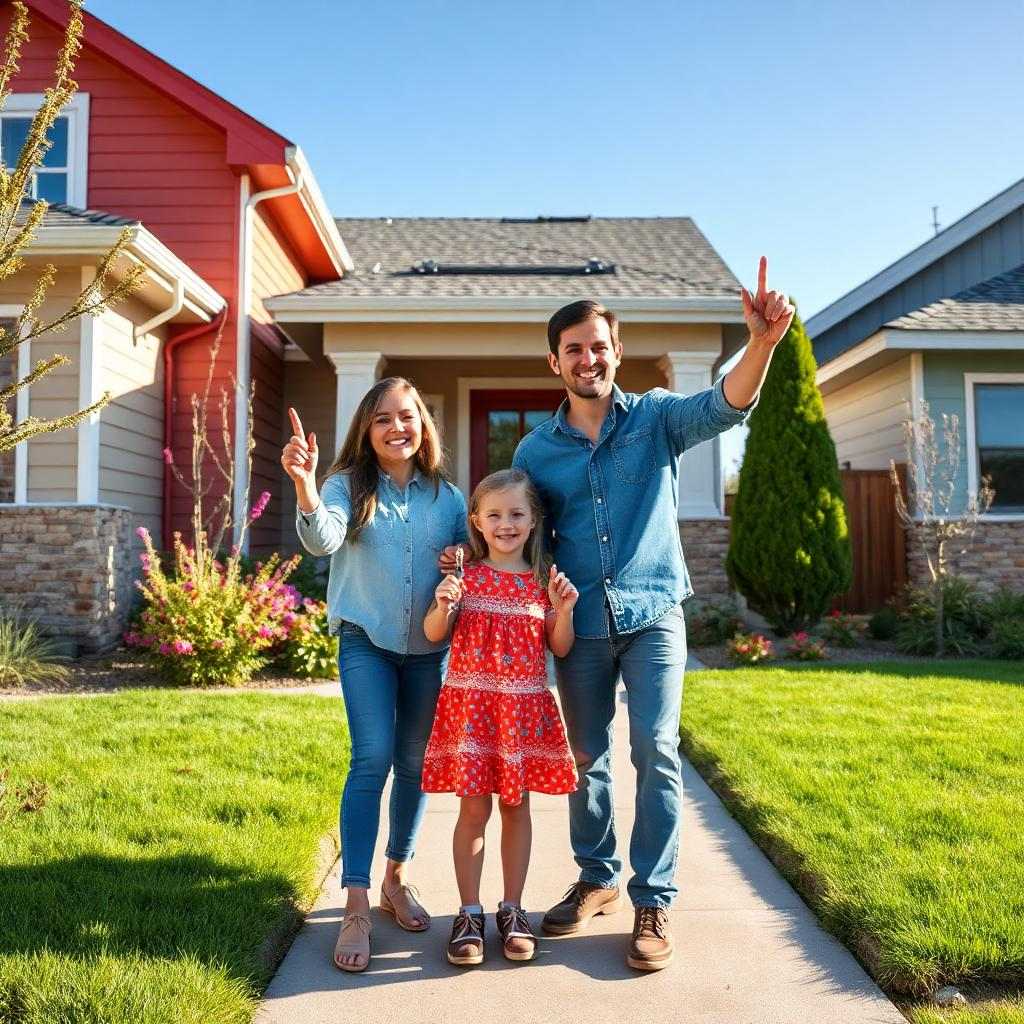 Happy Utah family celebrating their new home with a home loan