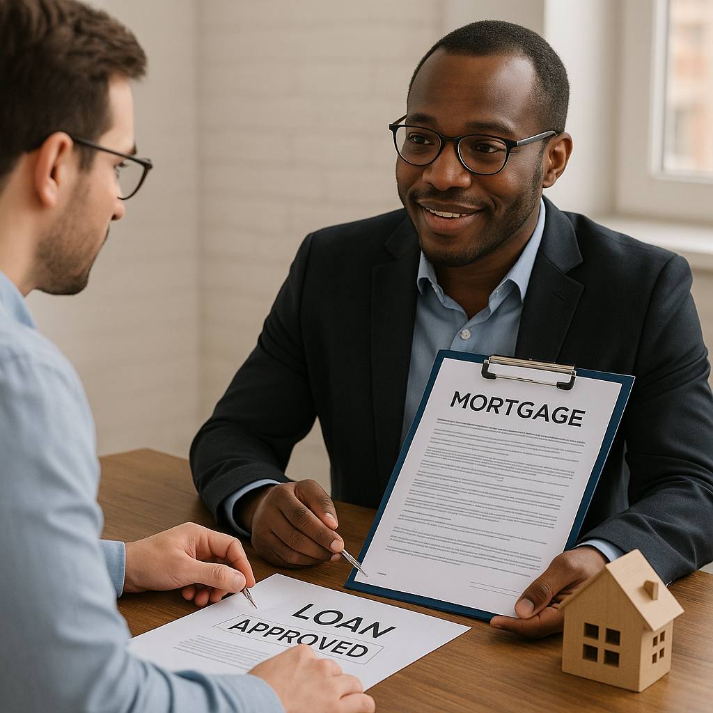 Homebuyer and Loan Officer Discussing Mortgage Plan