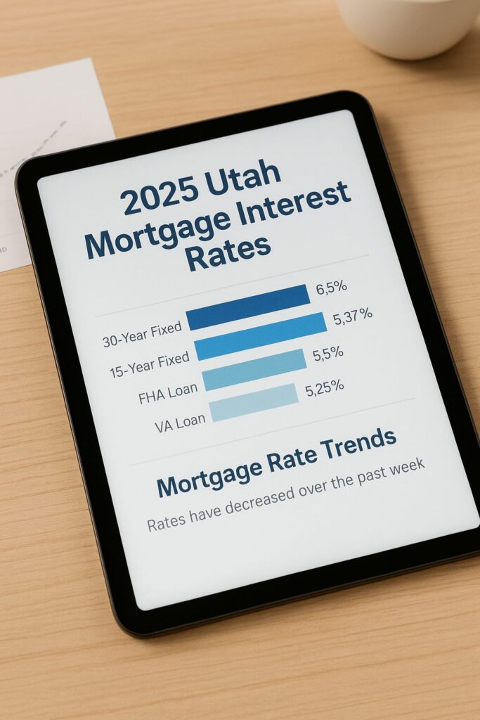 Chart showing 2025 Utah mortgage interest rates