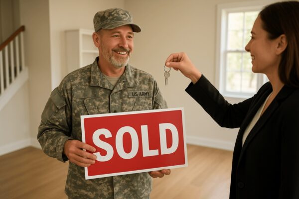 A veteran who just bought a home and is receiving his keys