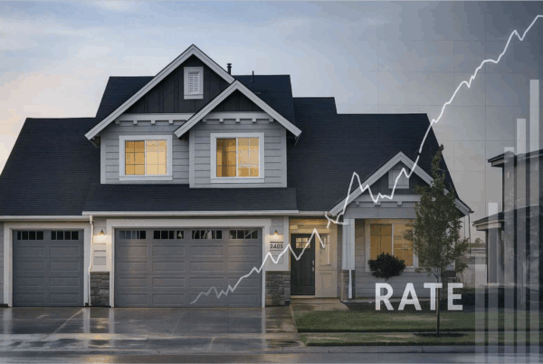 Utah home with overlay of mortgage refinance rates chart