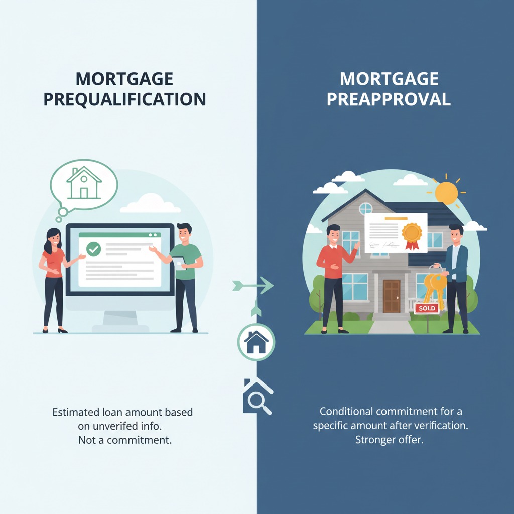 Graphic demonstrating mortgage pre-qualification vs. pre-approval