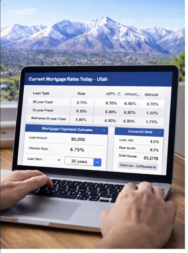 Mortgage payment calculator showing current mortgage rates today in Utah