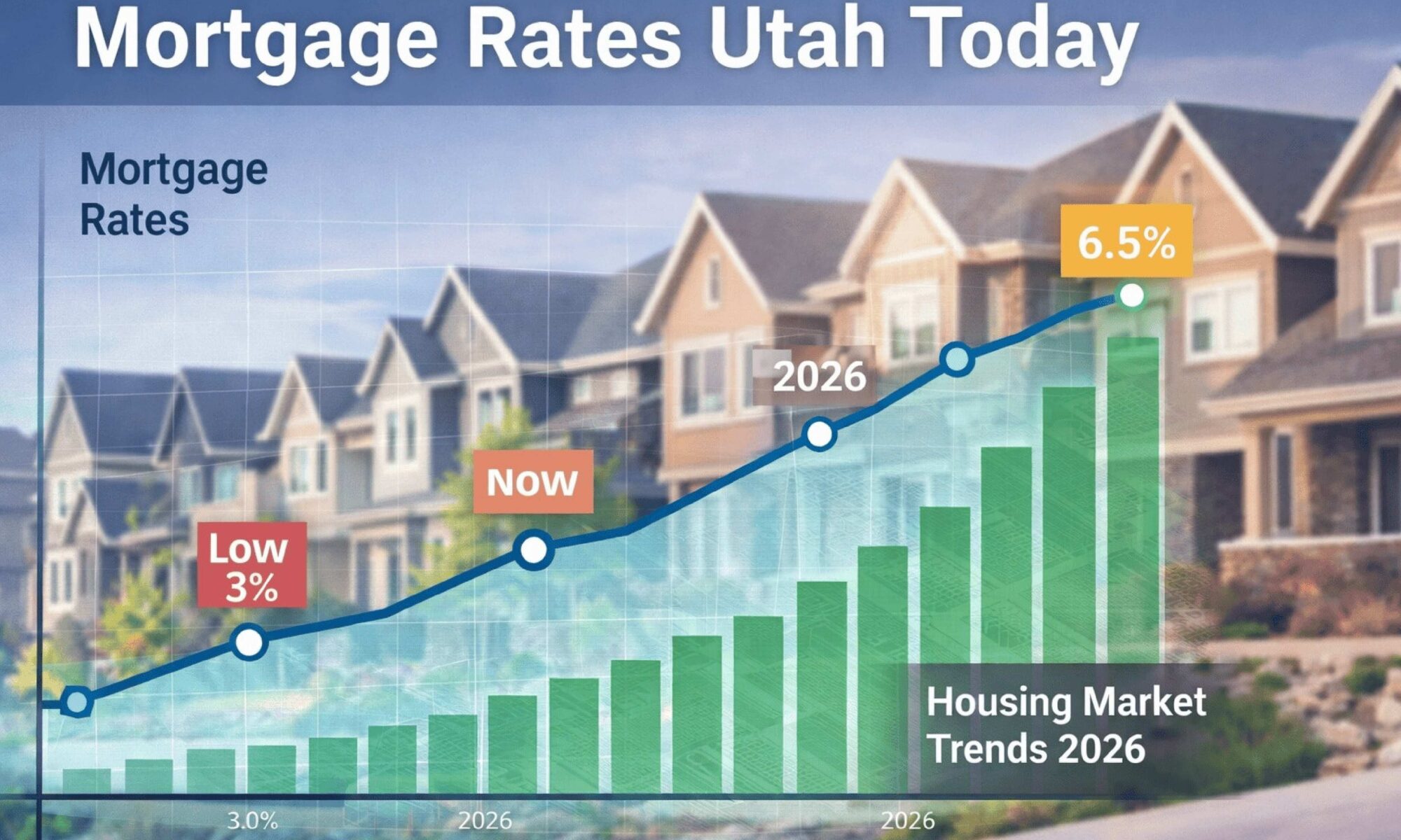 Bar chart showing a gradual increase of mortgage rates as time progresses