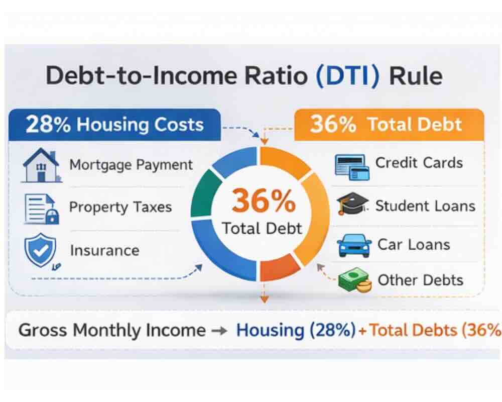 Debt to income ratio chart used in mortgage approval evaluation.