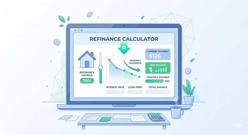Refinance savings calculator illustrating the best time to refinance a mortgage and lower the interest rate