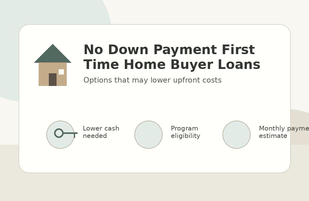 No down payment first time home buyer loans and grant options.
