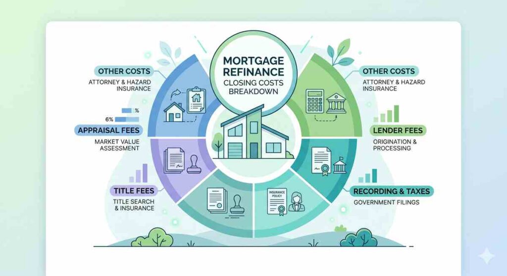 Chart showing typical refinance closing costs and average cost to refinance a mortgage
