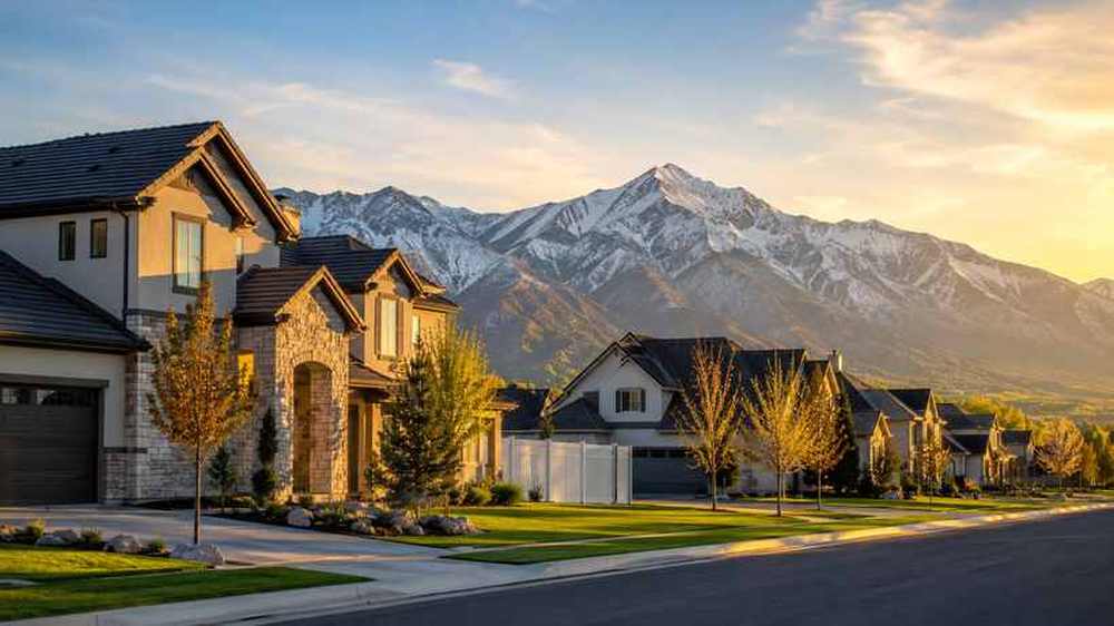 Salt Lake City neighborhood with the Wasatch Mountains at sunrise, representing Utah mortgage rates today in 2026.