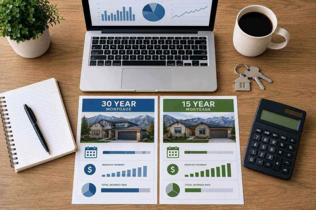 Comparing 30 year mortgage rates Utah and 15 year mortgage rates Utah