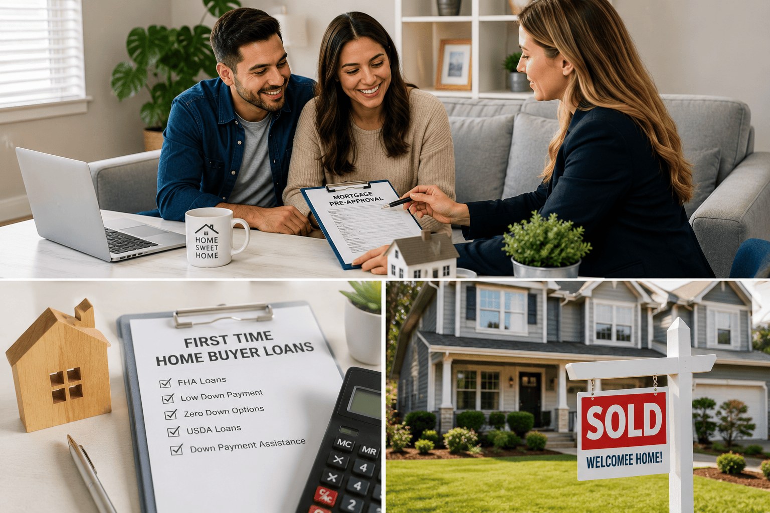 Mortgage advisor explaining first time home buyer loan options and FHA loans.