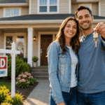 First-time home buyers celebrating after purchasing their home in Utah.