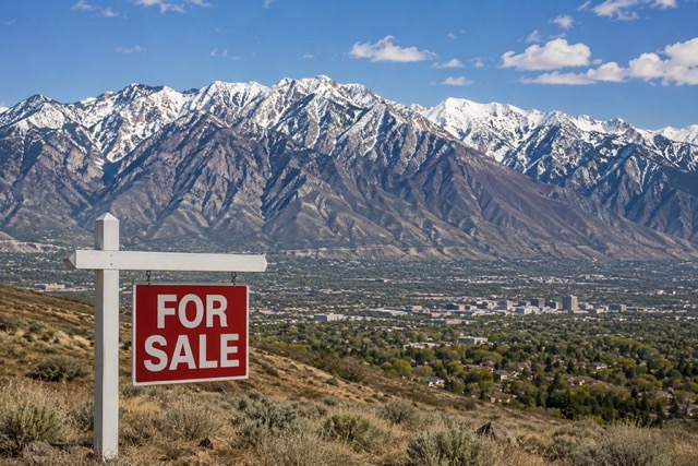 For Sale sign overlooking the entirety of the wasatch front