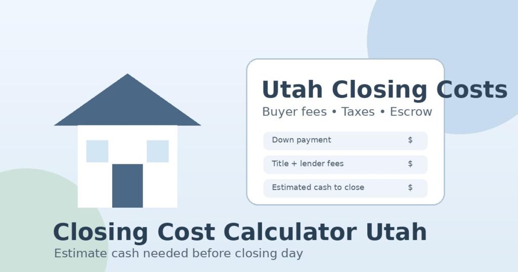 First-time homebuyer using a closing cost calculator Utah mortgage guide to estimate cash needed before closing.