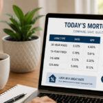 Homeowner reviewing current mortgage rates and home loan options.