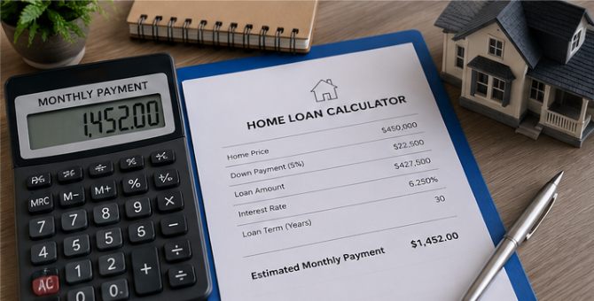 Mortgage calculator and home loan worksheet for a first-time home buyer in Utah.