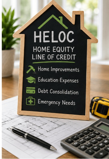 Homeowner using HELOC to finance home improvements.