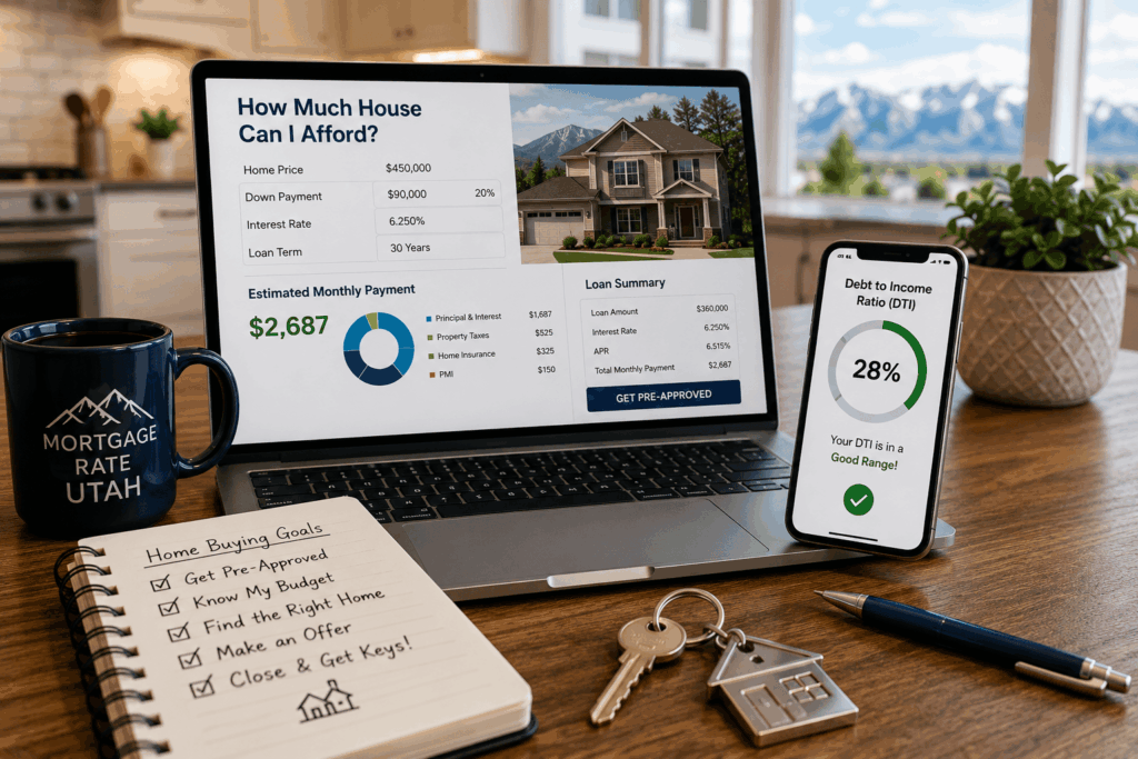 Utah buyer using a mortgage calculator Utah tool to estimate how much house can I afford.