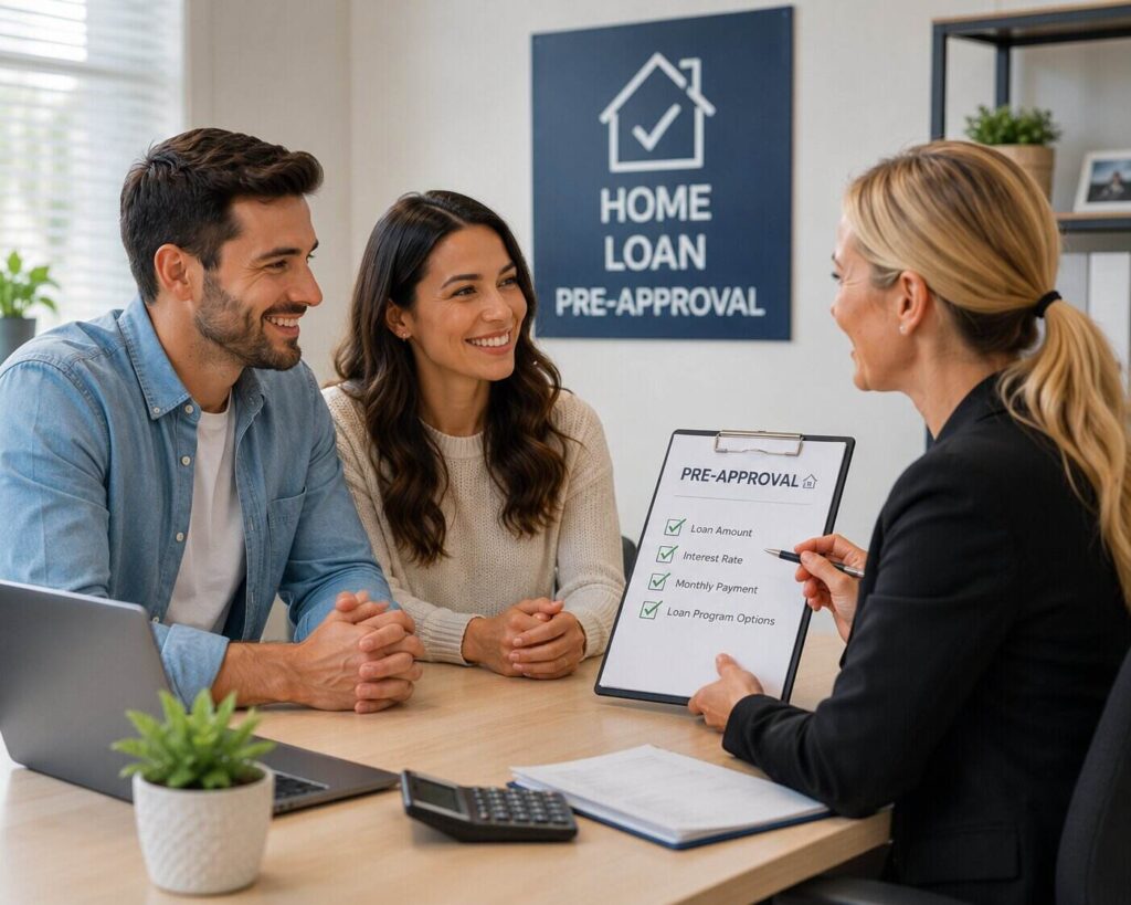 Mortgage advisor explaining Utah first time home buyer programs and mortgage pre approval options.