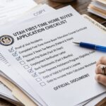 A detailed checklist and financial documents prepared for a Utah first-time home buyer application.