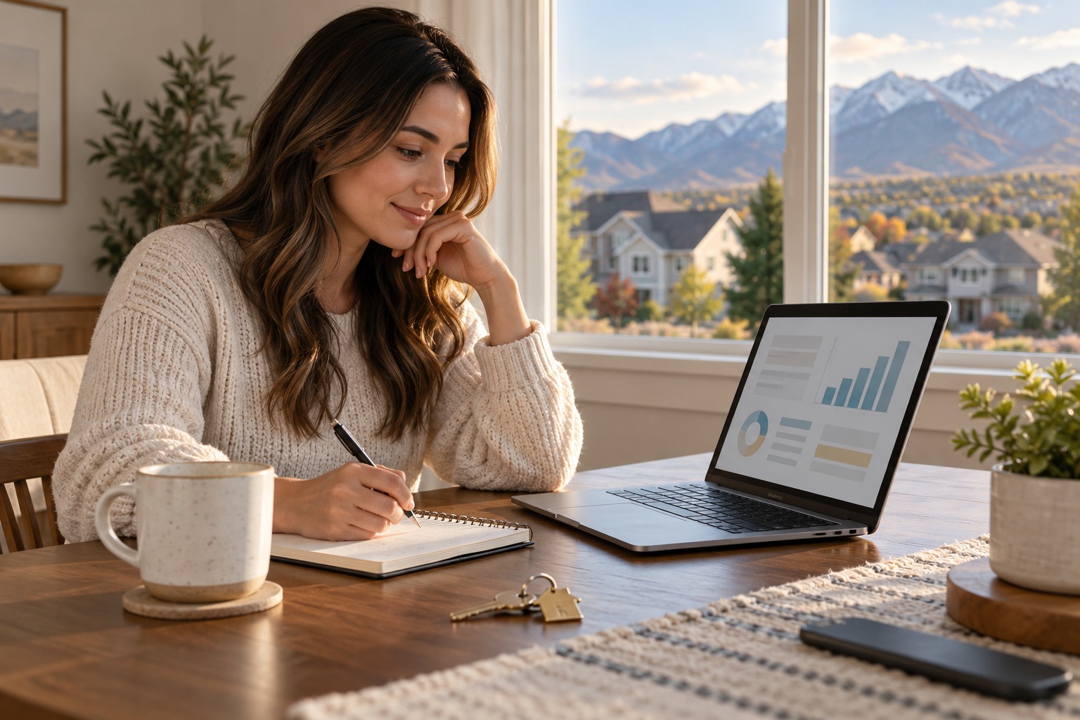 Person using a mortgage calculator
