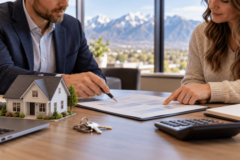 Mortgage advisor comparing conventional loan options with a Utah homebuyer