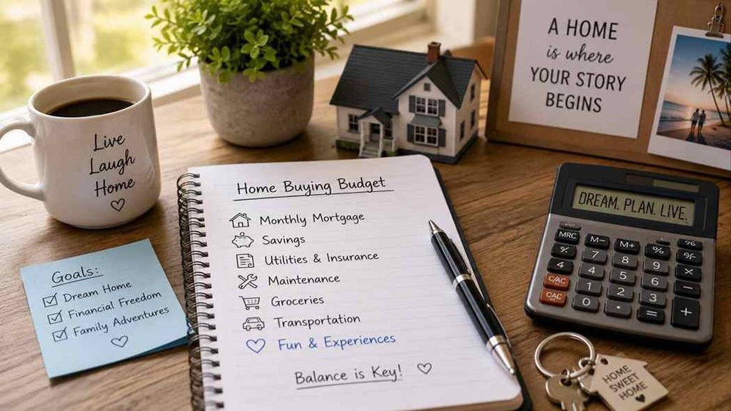 First-time home buyer budgeting checklist with mortgage payments, savings, utilities, and expenses to help prepare for buying a home.