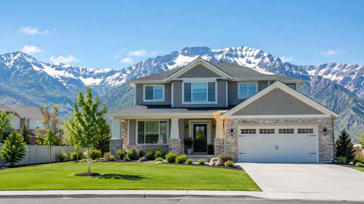 Utah home with the Wasatch Mountains in the background, representing home equity for a HELOC