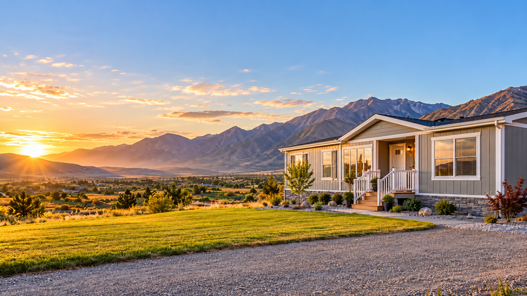 Manufactured home in Utah with mountain views, illustrating mobile home loan rates and financing options.